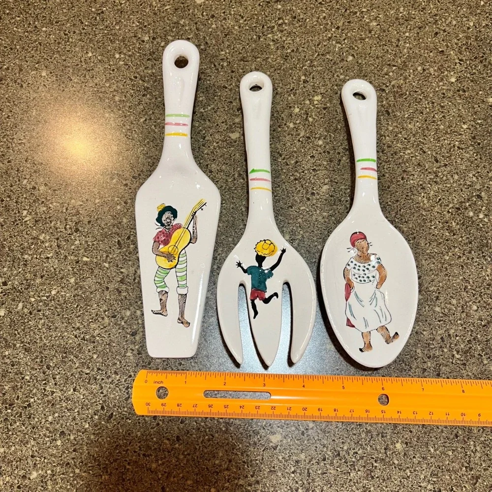 Vintage Ceramic Kitchen Utensils Wall Decor Hanging Set,‎ Japan Folk Art